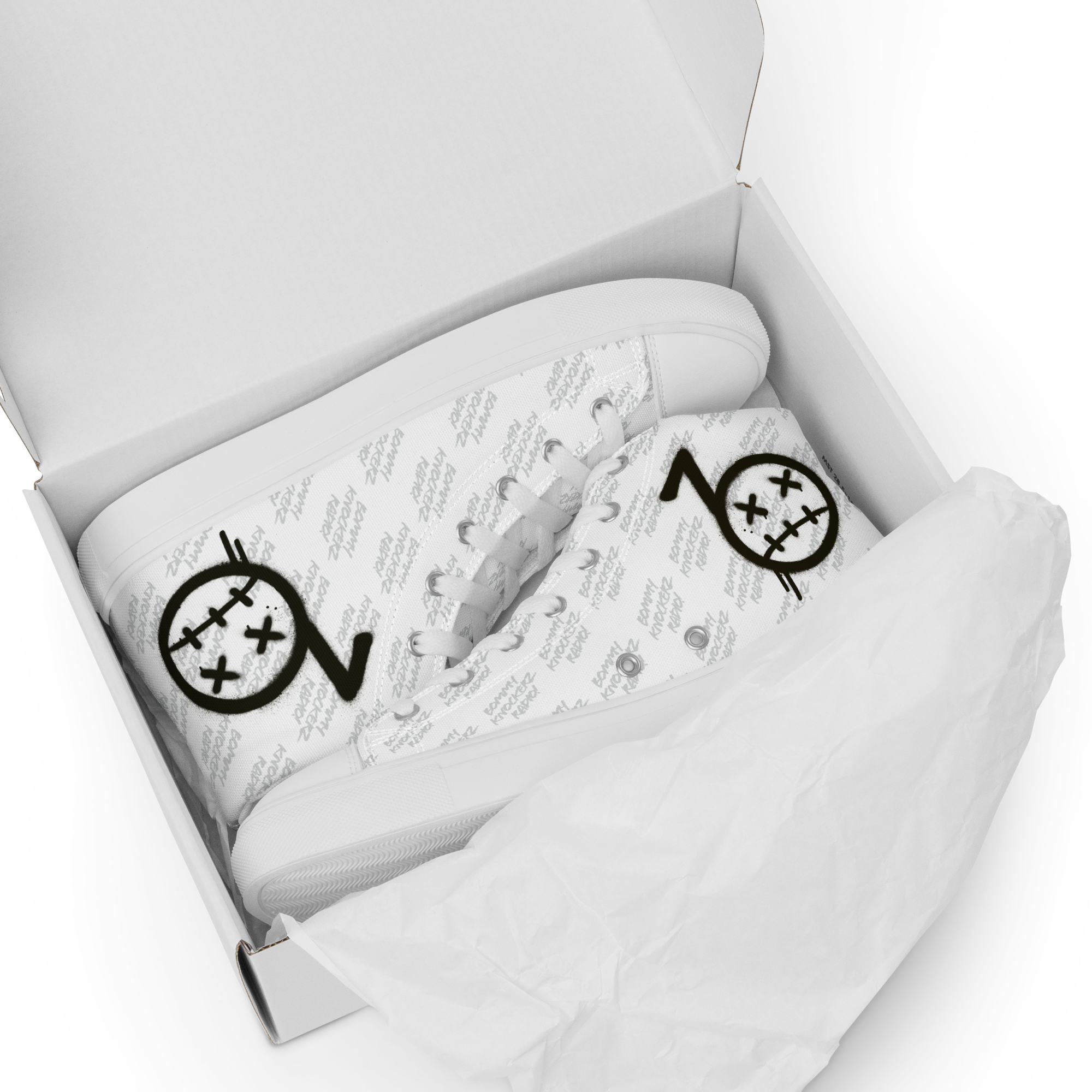 BommyKnockerz - Men’s - High Top Sneakers - (ALL WHITE)