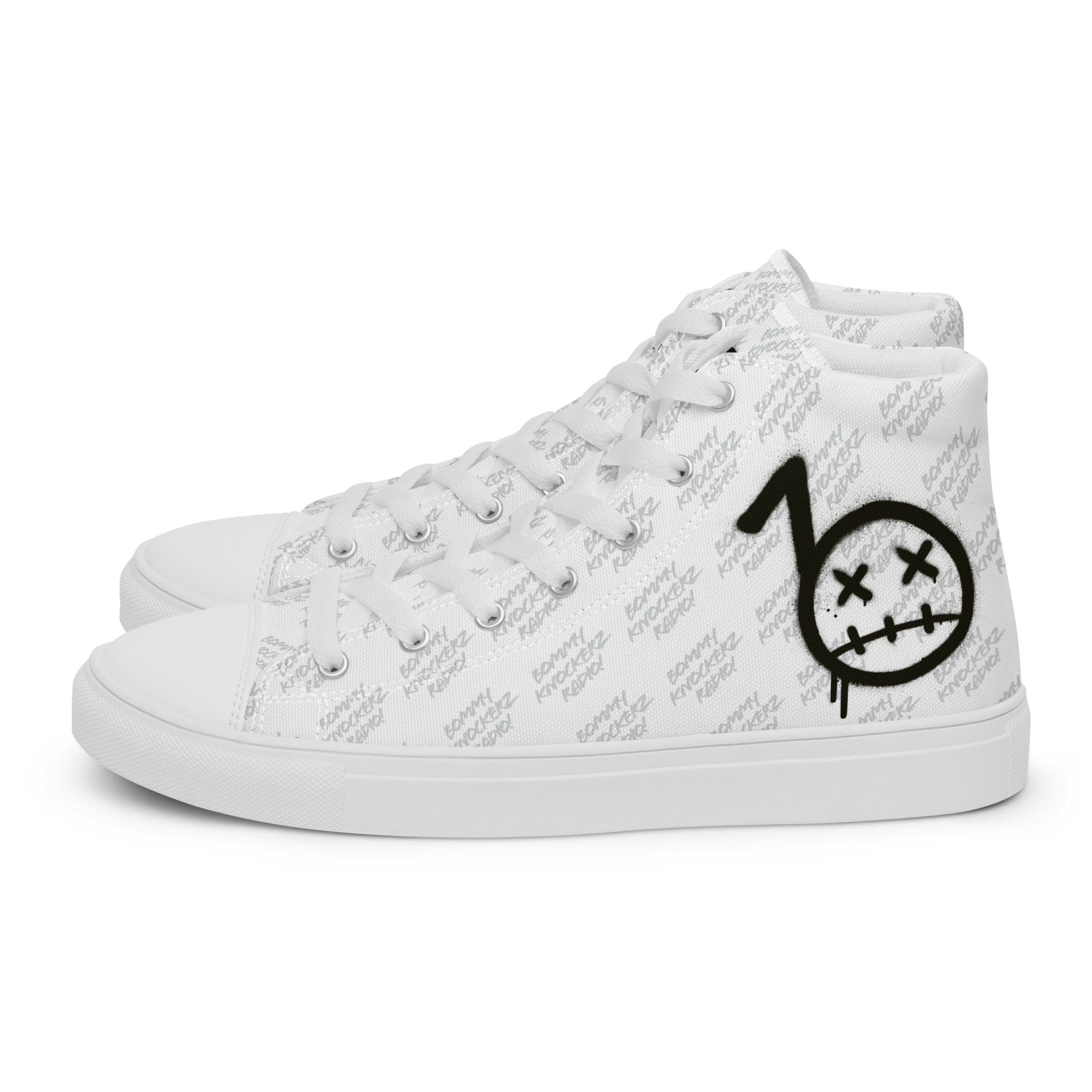 BommyKnockerz - Men’s - High Top Sneakers - (ALL WHITE)
