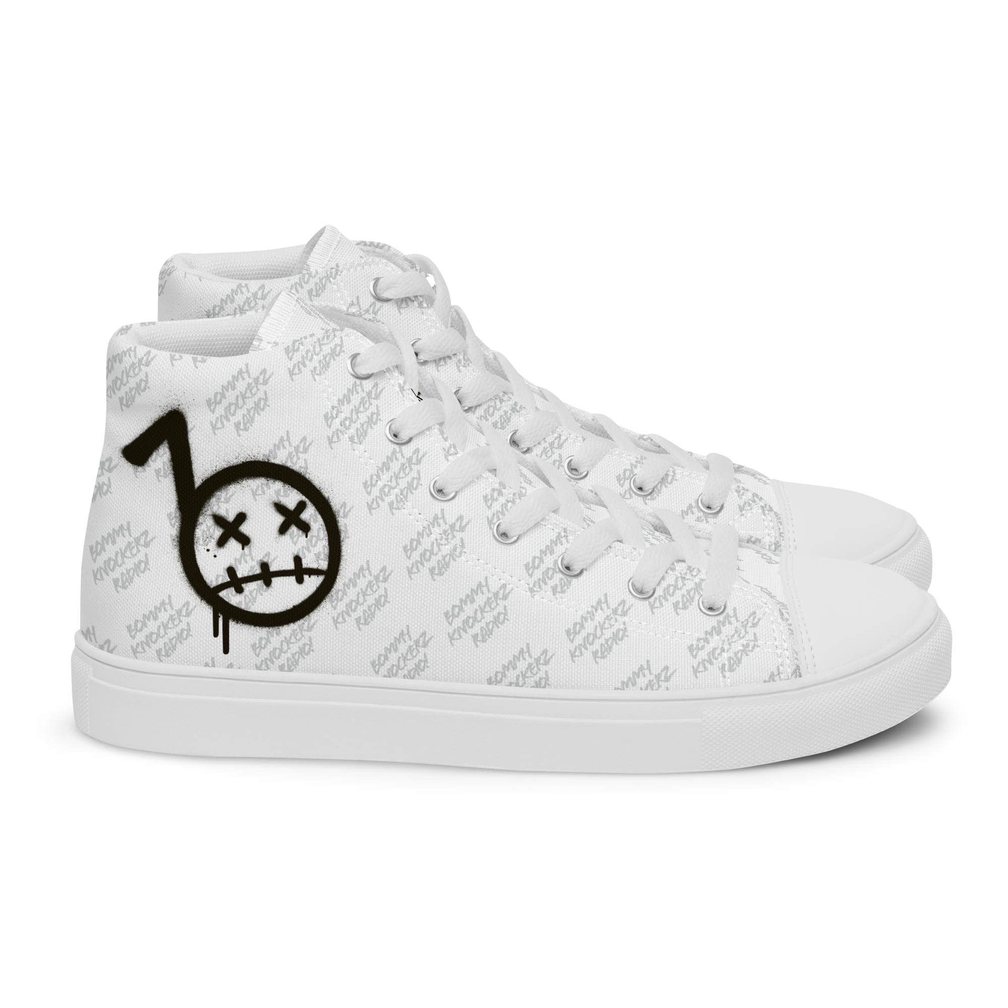 BommyKnockerz - Men’s - High Top Sneakers - (ALL WHITE)