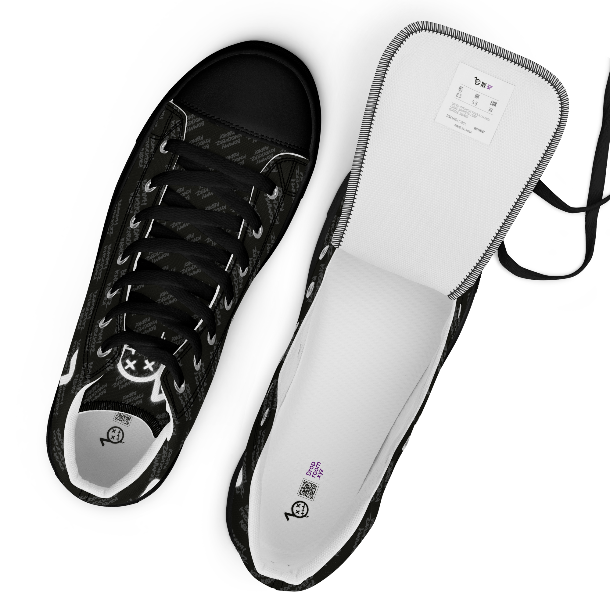 BommyKnockerz - Women’s - High Top Sneakers - (ALL BLACK)