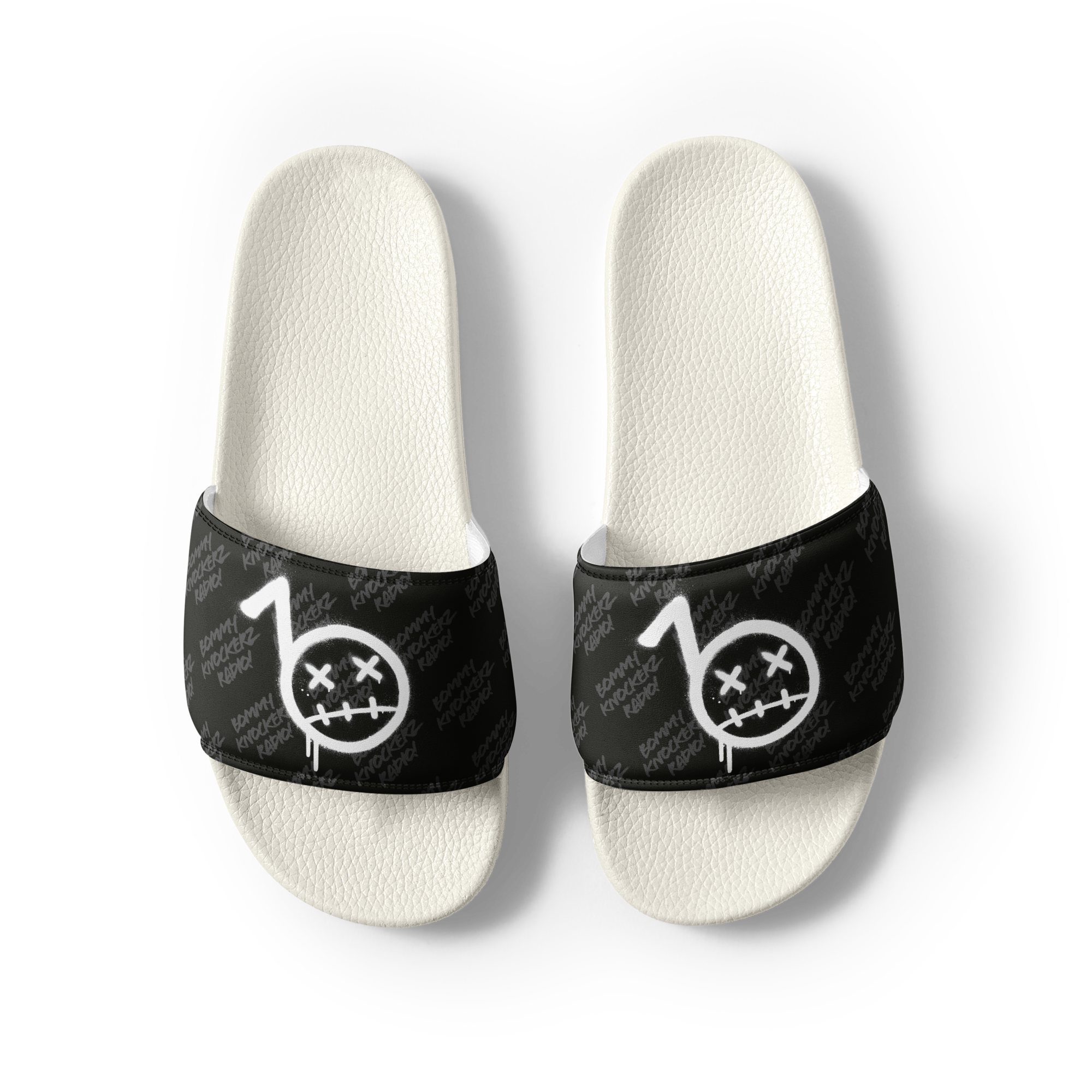 Women’s Slides - Bommy Print - (ALL BLACK)