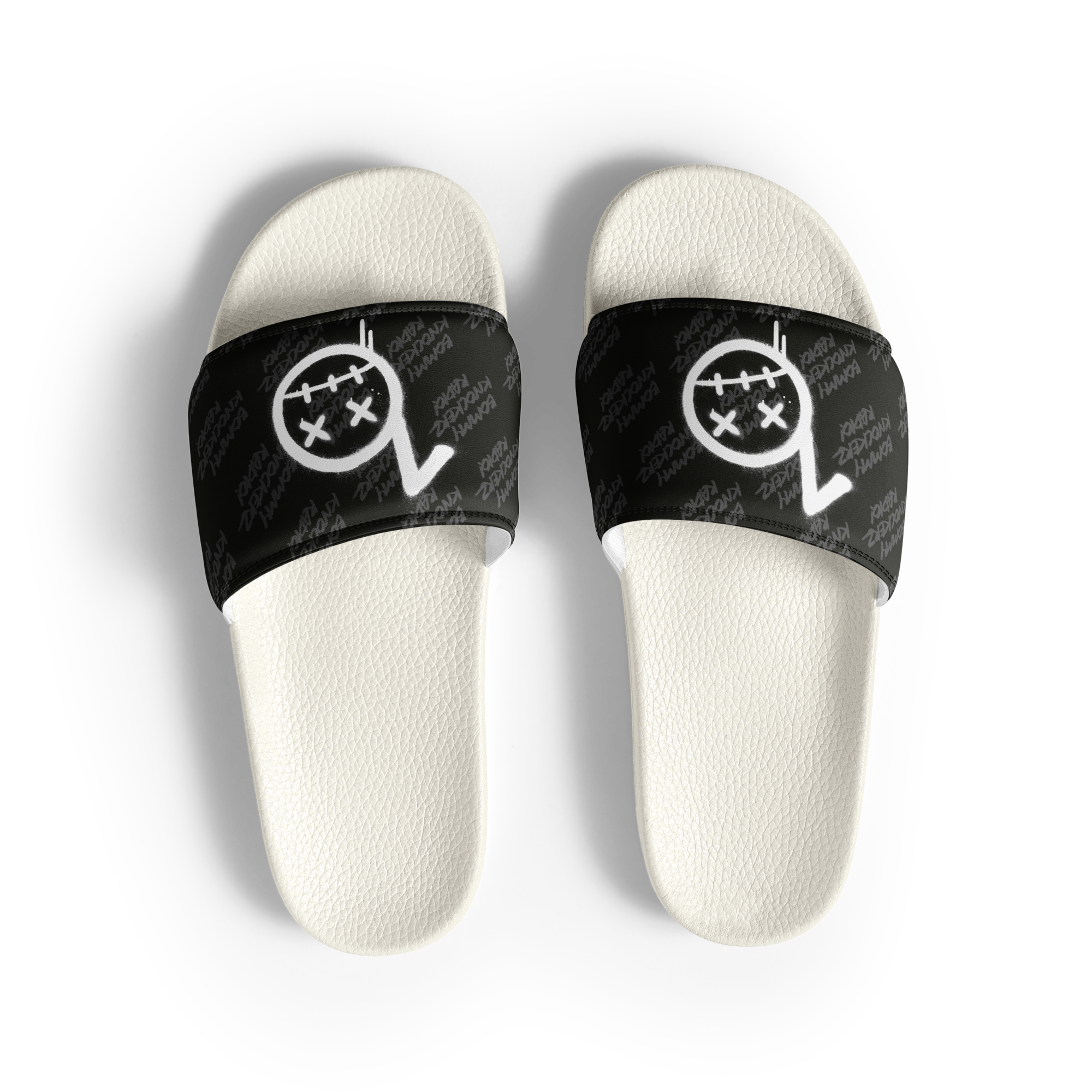 Women’s Slides - Bommy Print - (ALL BLACK)