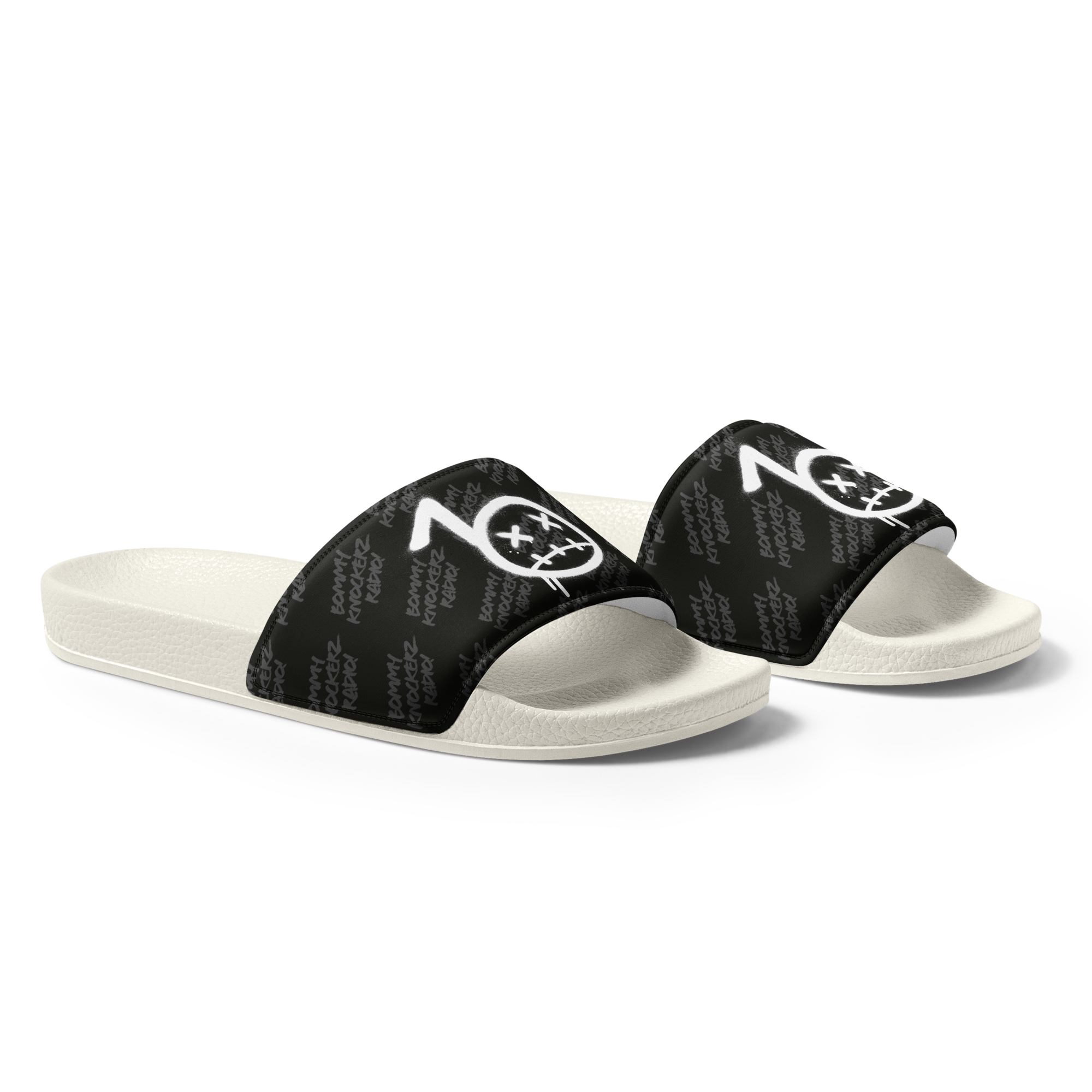 Women’s Slides - Bommy Print - (ALL BLACK)