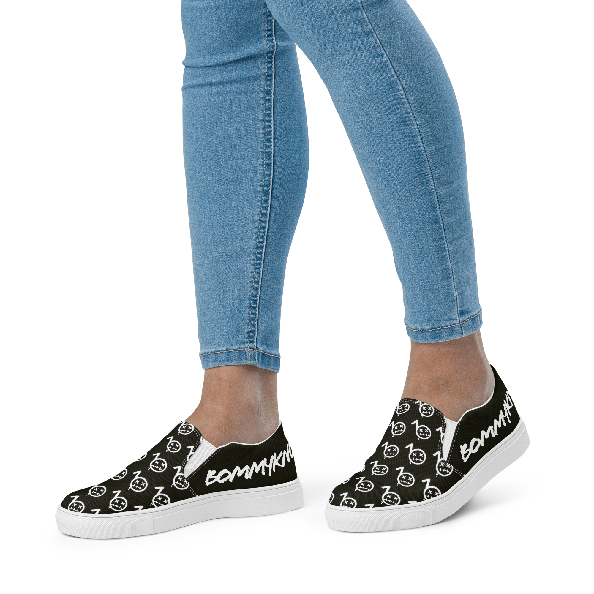 Women’s Slip-on Shoes - Bommy Print - (BLACK)