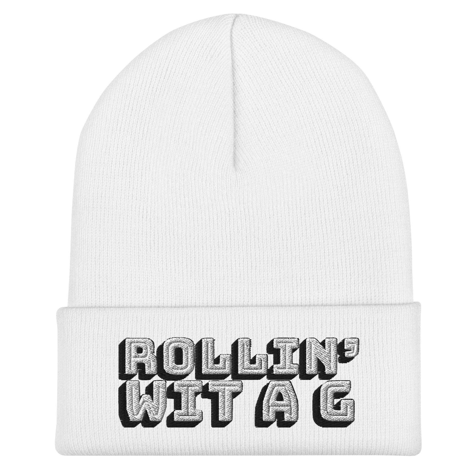 Differ_Ant - Rollin' Wit A G - Embroidered Beanie - (WHITE)