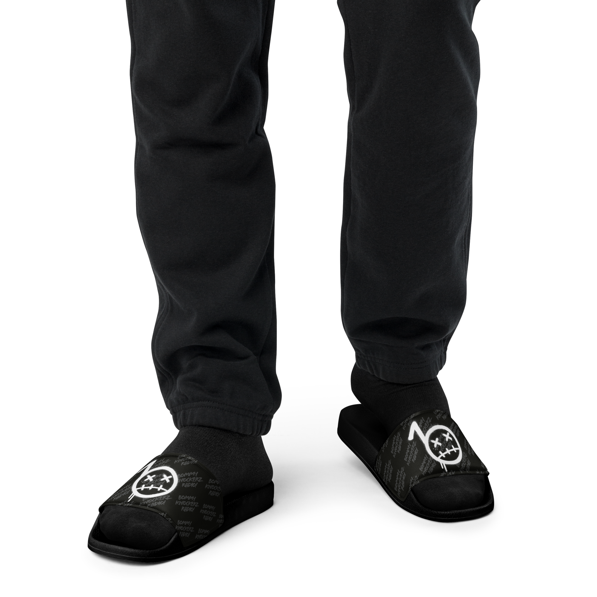 BommyKnockerz - Men’s Slides - Bommy Print - (ALL BLACK)