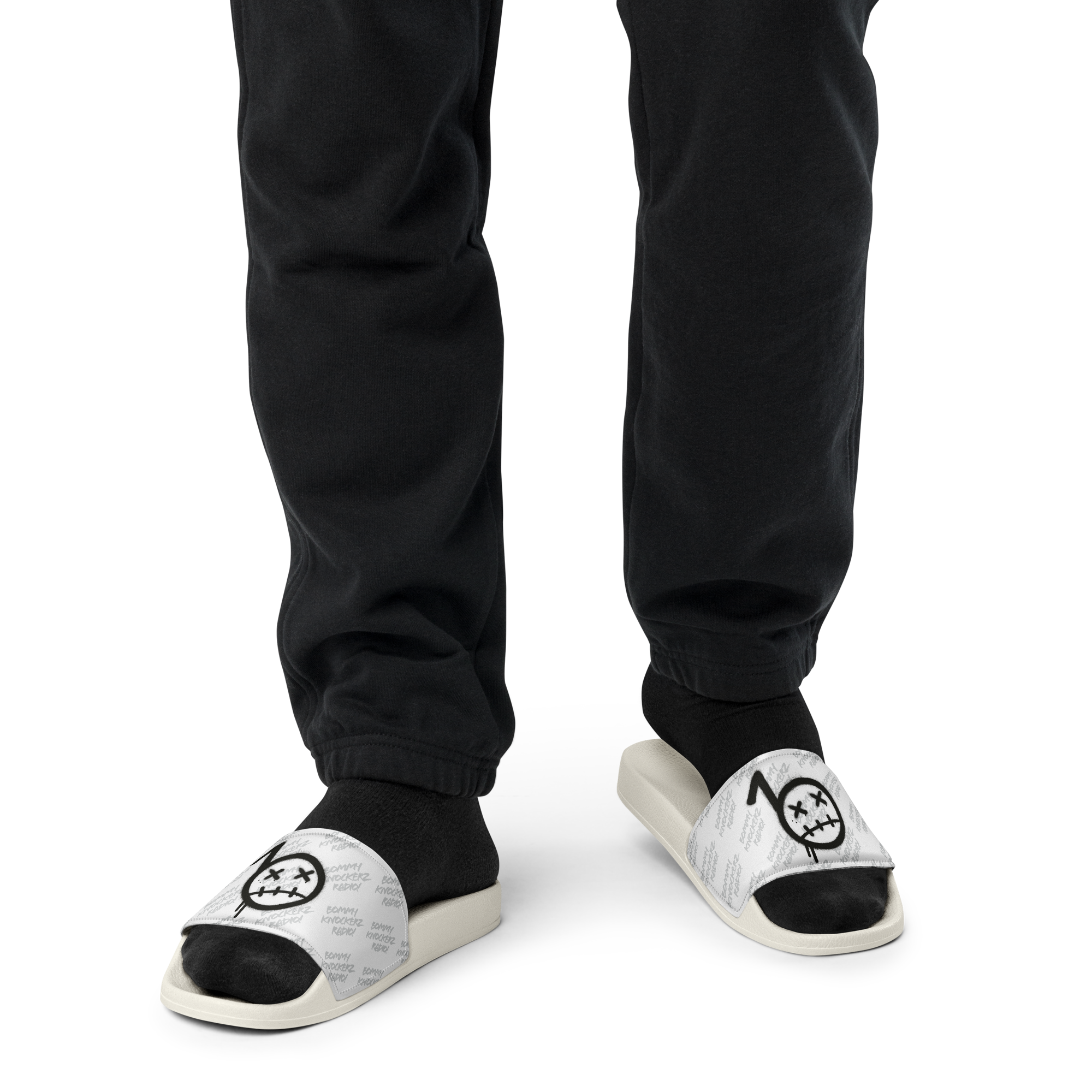 BommyKnockerz - Men’s Slides - Bommy Print - (ALL WHITE)