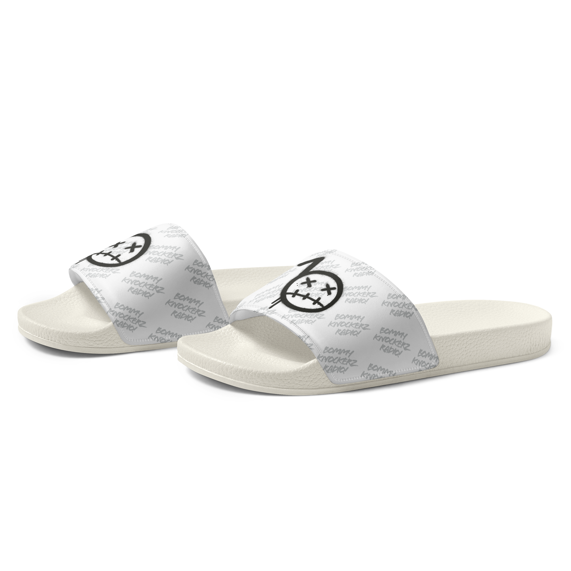 BommyKnockerz - Men’s Slides - Bommy Print - (ALL WHITE)