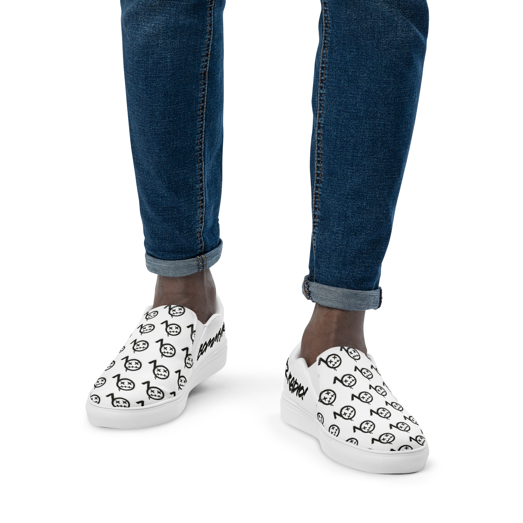Men’s Slip-on Shoes - Bommy Print - (WHITE)