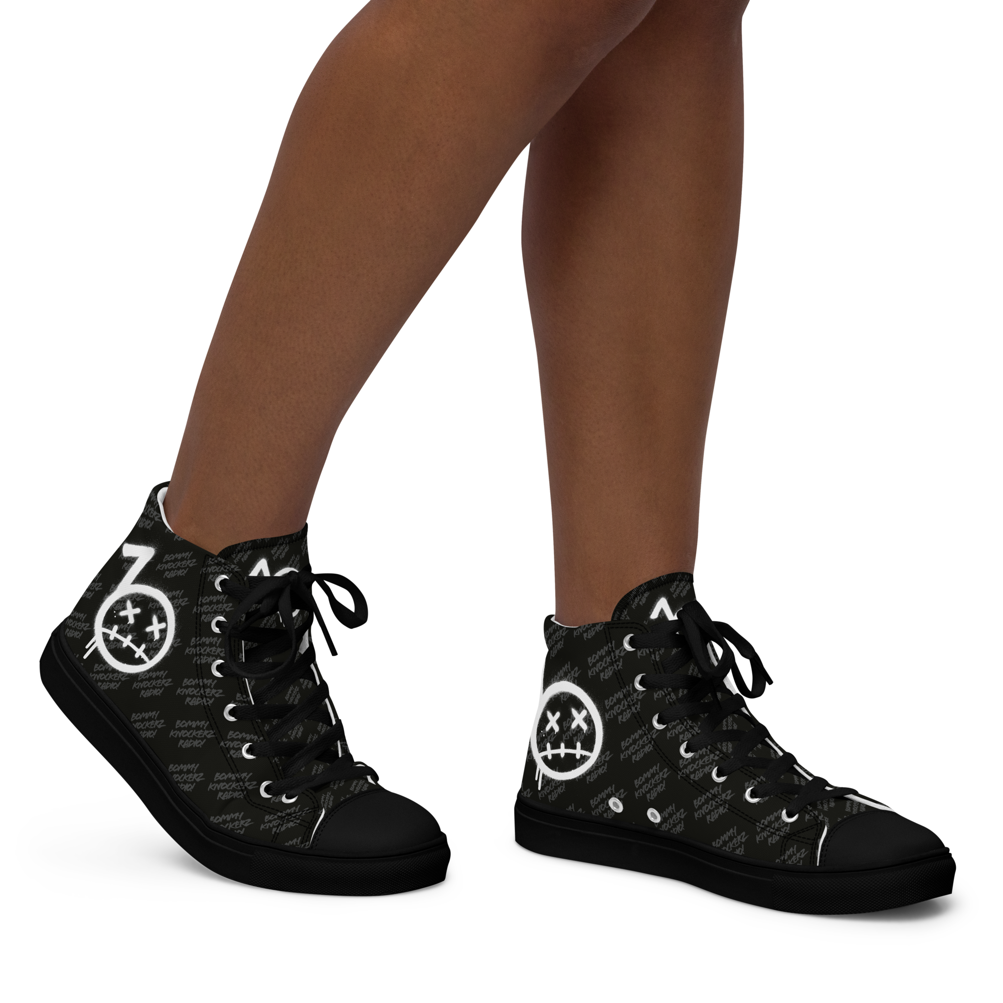 BommyKnockerz - Women’s - High Top Sneakers - (ALL BLACK)