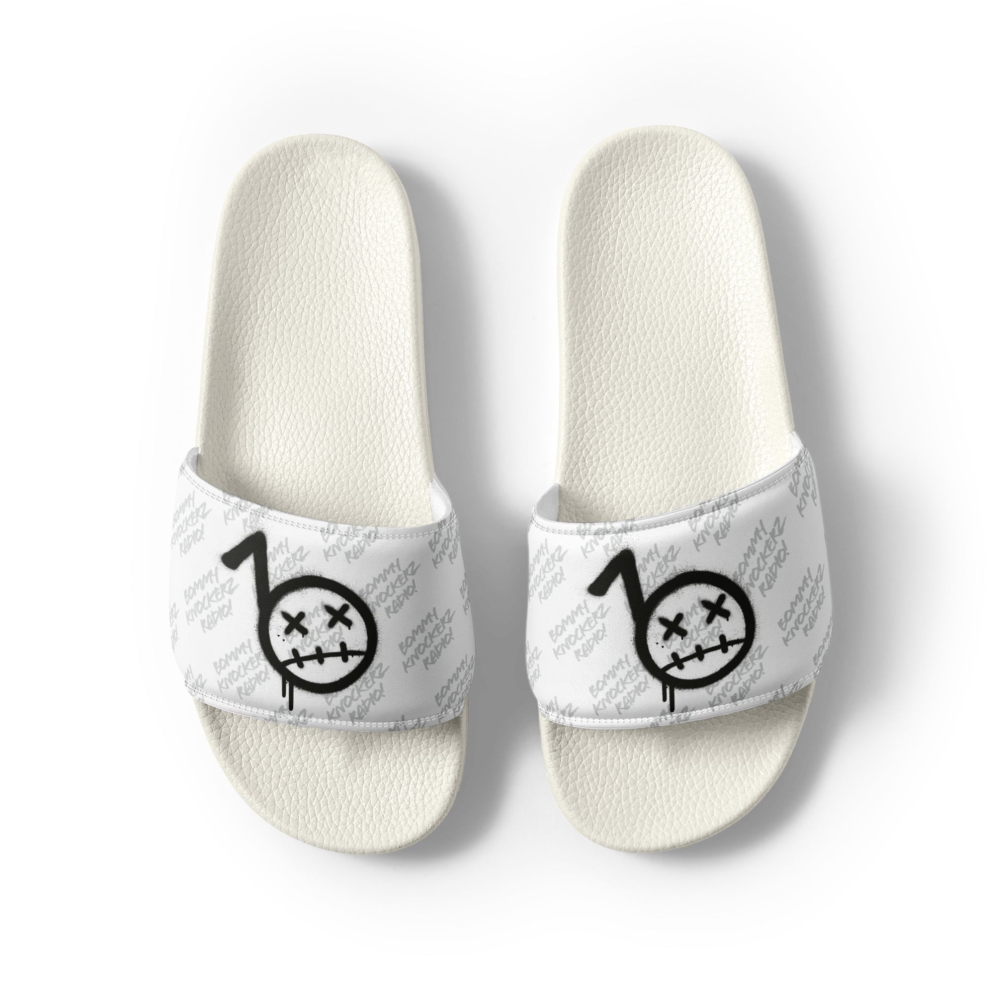 Women’s Slides - Bommy Print - (ALL WHITE)