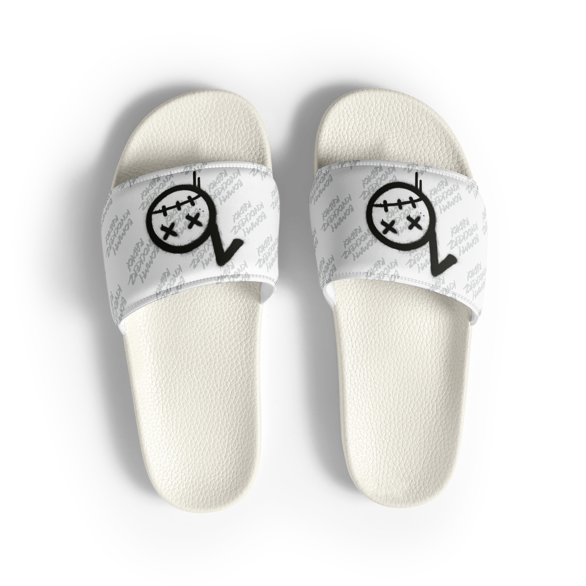 Women’s Slides - Bommy Print - (ALL WHITE)