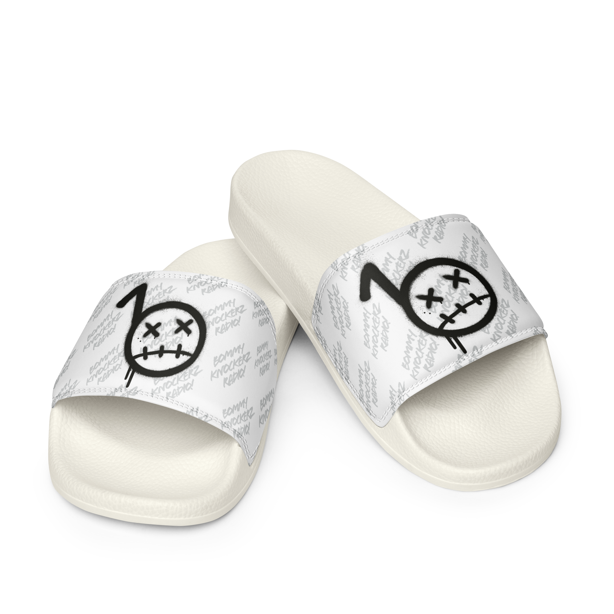 Women’s Slides - Bommy Print - (ALL WHITE)