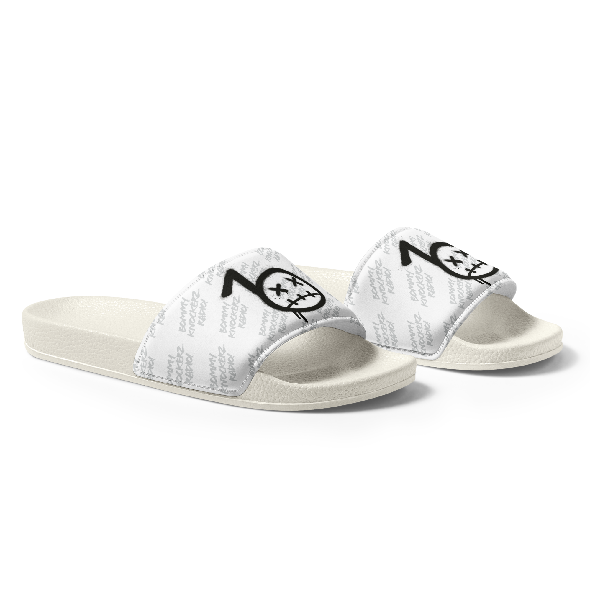 Women’s Slides - Bommy Print - (ALL WHITE)